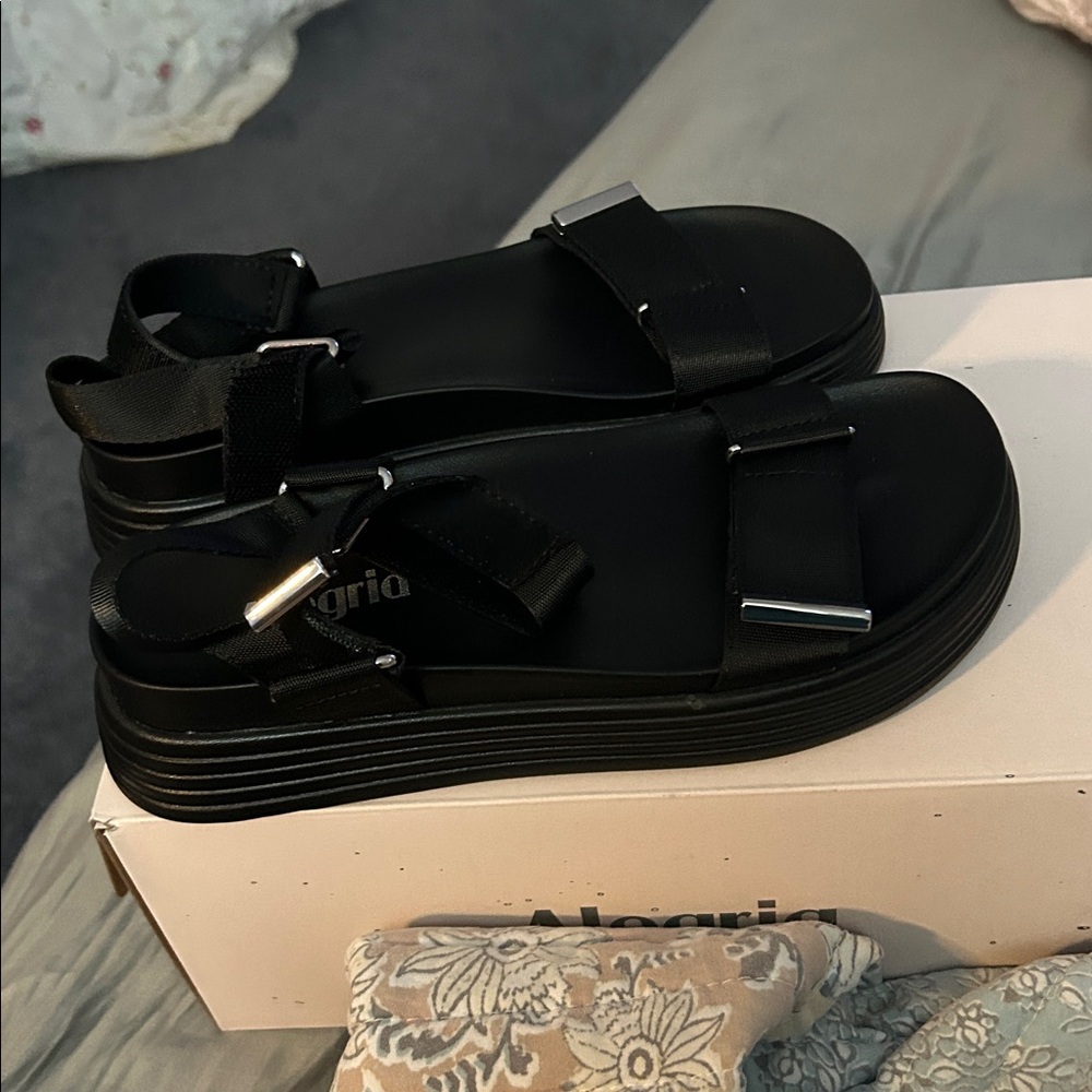 Alegria Black Platform Sandals - Picture 2 of 2
